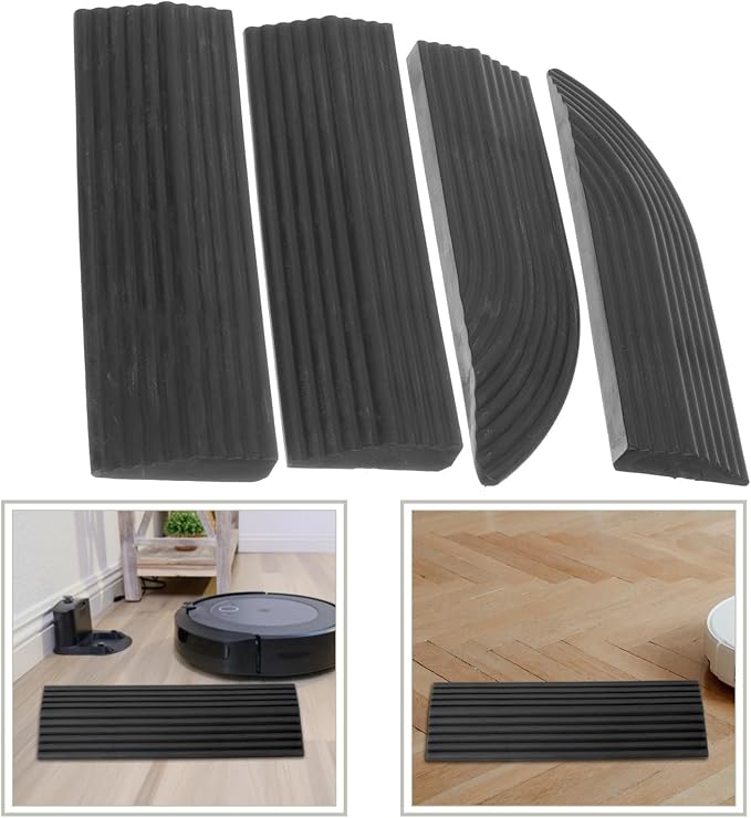 VALICLUD Home Threshold Ramp Set for Robot Vacuum Cleaner, Rubber Slope Ramp with Triangular Edge for Indoor Doorway, Small Step Climbing Mat for Household Entry and Mobility Aid