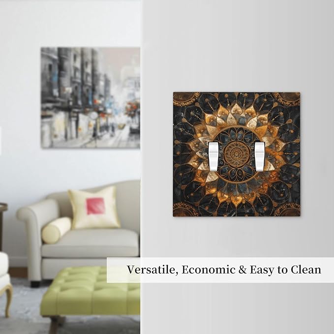 Cool Colorful Mandal Flowers Boho Floral Decorative Switch Plates 2 Gang Double Toggle Outlet Light Switch Cover Wall Plate Electrical Faceplate for Bed Room Living Room Decor
