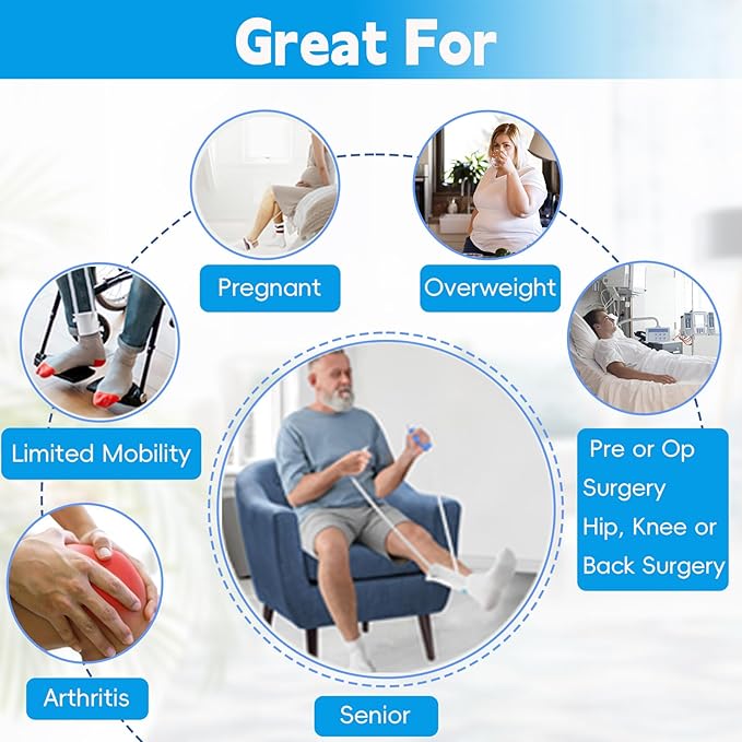Sock Aid Kit, Sock Assistant Device No Bending, Sock Aids for Putting On Socks and Sock Remover, Sock Puller Aid Easy On and Off, Sock Helper for Seniors,Elderly,Pregnant, and Limited Mobility