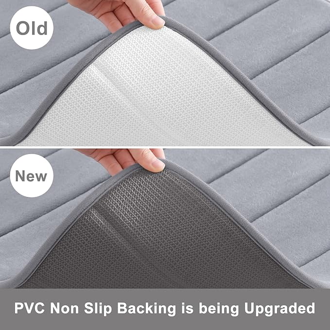 Buganda Memory Foam Bath Mat, 47" x 24", Ultra Soft and Non-Slip Bathroom Rugs, Water Absorbent and Machine Washable Bath Rug Runner for Bathroom, Shower, and Tub, Medium Grey