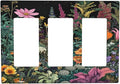 Decorative Outlet Covers Colorful Floral Dark Sky Wildflower Plants 3 Gang Gfci Wall Plate Triple Rocker Light Switch Cover Plate Switch Plate Covers for Bathroom Decor