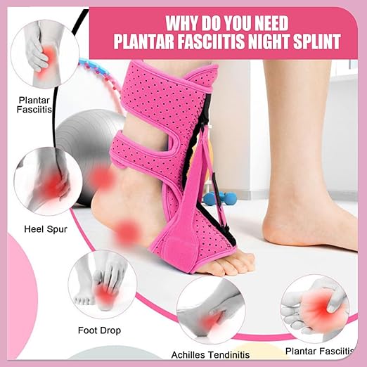 Plantar Fasciitis Night Splint-Upgrade 3 Adjustable Planter Facetious Relief Brace,Plantar Fasciitis Relief Women Men Straps,Support Relief Foot Drop Achilles Tendonitis Day Night(Pink-2PC)