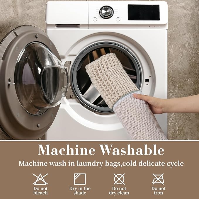 RESARE Waffle Bathroom Runner Rugs, Super Absorbent Bath Mat Non Slip Washable Quick Dry, Upgraded Ultra Soft Boho Bath Rugs with Tassels for Hallway Bedroom Laundry Room, 2'x4'(24"x48"), Pale Beige