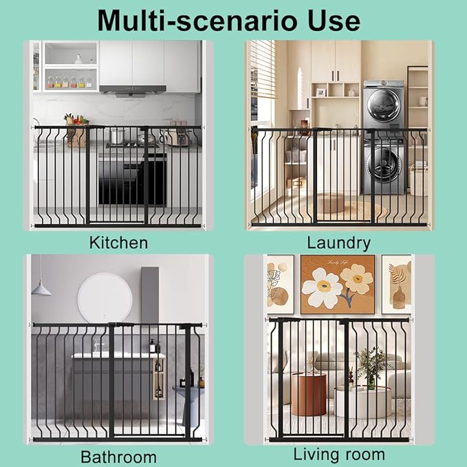 ALLAIBB White 40.55" Extra Tall Wide 57.48-73.62" Baby Gate Pressure Mounted Walk Through Child Kids Safety Toddler Tension Pet Dog Gates with Extension for Doorways Kitchen