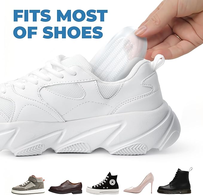 Gel Heel Pads - 2 Pcs Cups for Plantar Fasciitis Bone Spurs Pain Relief Protectors of Sore or Bruised Feet, Support Comfort Cushion Insoles for Women/Men