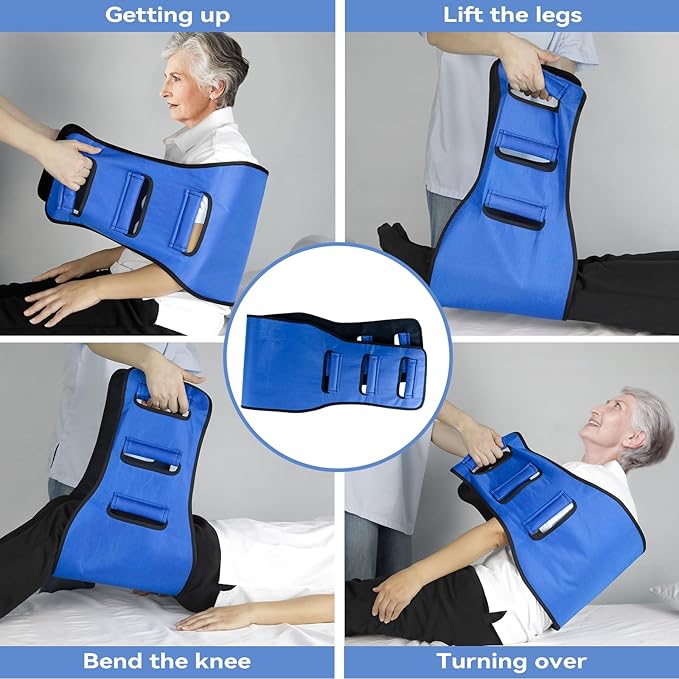Transfer Belt Transfer Sling for Nursing Patients, Standing & Supports & Transfer Aids for Elderly, Gait Belt for Patient Care, Transfer Belt for Bedridden Patient (Blue)
