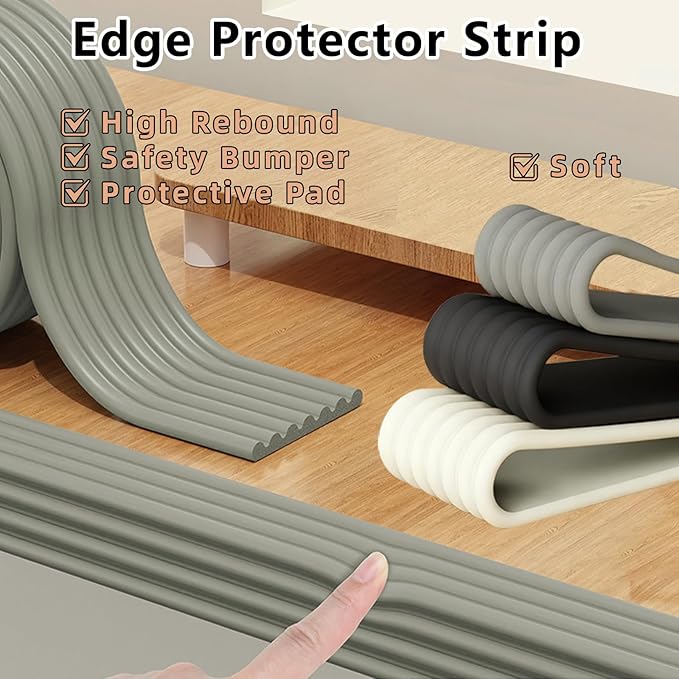 Baby Corner Guards 13.12 FT-Ultra Soft Sponge Edge & Corner Protectors,Desk Edge Cushion,for Furniture,Table,Fireplace - Safety Bumper with Strong Adhesive Tape,Grey,3.15 Inch Wide