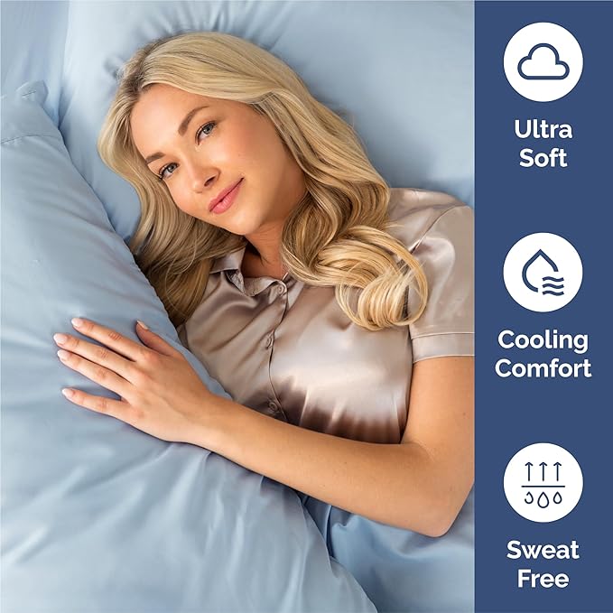 King 6 Piece Sheet Set - Cooling & Breathable Bed Sheets - Hotel Luxury Bed Sheets for Women, Men, Kids & Teens - Comfy Bedding w/Deep Pockets & Easy Fit - Soft & Wrinkle Free - King Sky Blue Sheets