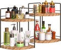 2 Pack Bathroom Counter Organizer, 2 Tier Corner Bathroom Counter Organizer Wooden Vanity Organizers for Bathroom Organizers and Kitchen Storage Dresser Decoration