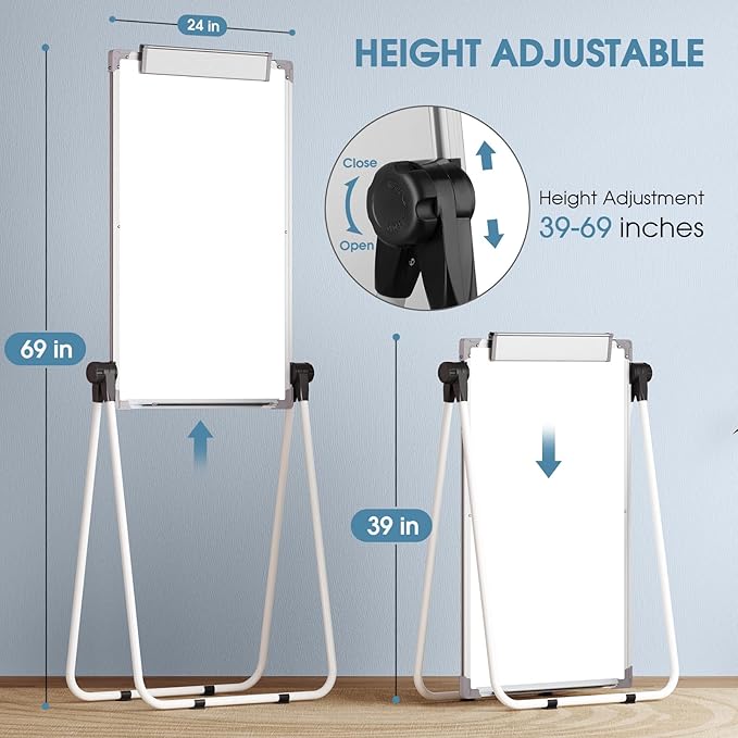 MaxGear Easel Whiteboard 36" x 24" Magnetic Portable Dry Erase Board, Foldable Double-Sided White Board with Stand Height Adjustable for Flip Chart Home Office School