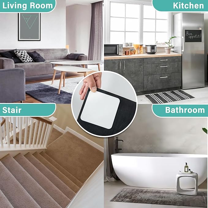 (8 Pack) Rug Pad Gripper for Hardwood Floors No Damage, Carpet Tape for Area Rugs Reusable Kitchen Non Slip Rug Pads (8)