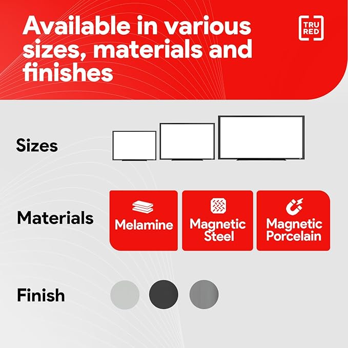 TRU RED Melamine Whiteboard | Dry Erase Board for Wall, White Board with Black Aluminum Frame, 4 ft x 3 ft