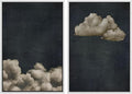 MUDECOR Framed Canvas Print Wall Art Vintage Cloudscape Dark Moody Sky with Floating Clouds Illustrations Modern Art Decorative Chic for Living Room, Bedroom, Office - 16"x24"x2 White