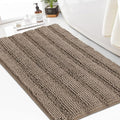 Turquoize Chenille Bath Rug - Shaggy Non Slip Mat for Bathroom - Extra Soft and Absorbent Area Rug, 24"x 36", Taupe Brown
