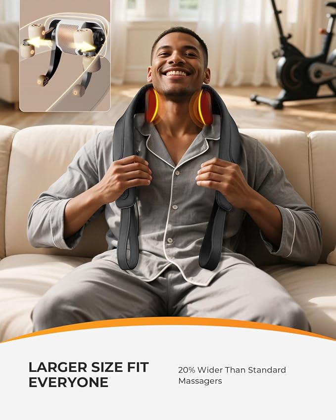 CooCoCo Upgraded Cordless Neck Massager - FSA Eligible, Back Massager for Pain Relief Deep Tissue, Shoulder Massager with Heat, 6D Shiatsu Kneading, HSA Approved Electric Rechargeable Massager