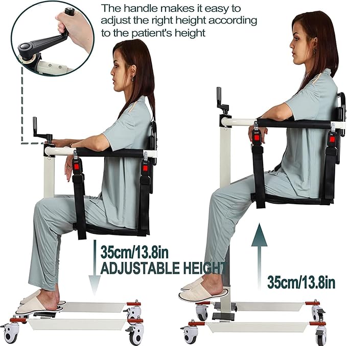 Patient Lift Transfer Chair, Patient Lift Wheelchair for Home, Wheelchair Lift for Home Portable Car Transfer Lift Chair for Disabled and Elderly Nursing, Height/Width Adjust (Upgraded Backrest)