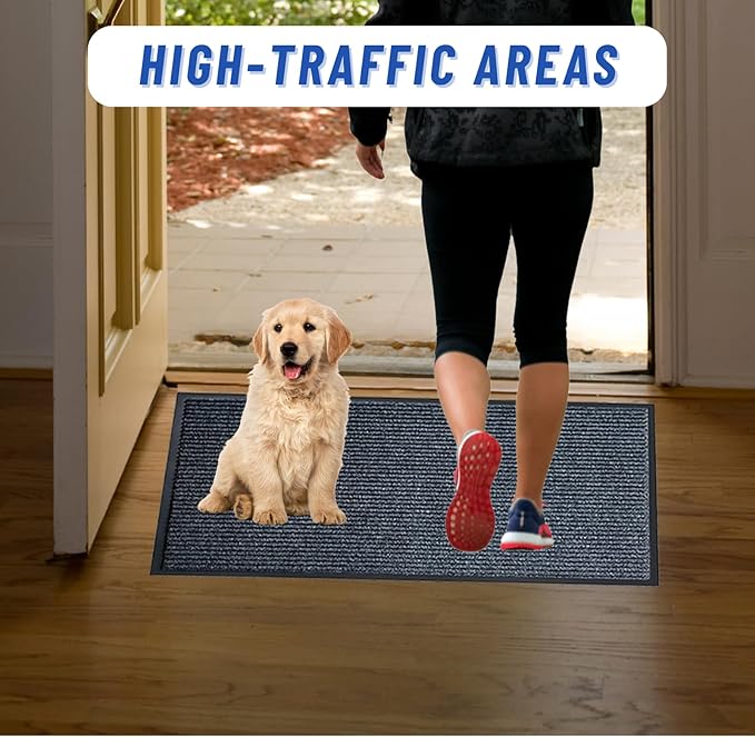 2 Pack Front Door Mat, 73"X45" Waterproof Indoor Outdoor Entrance Welcome Doormat Front Door Industrial Rug Ideal for Entrance， Patio, Muddy Shoe, Low Profile, Non-Slip, Easy to Clean — Grey