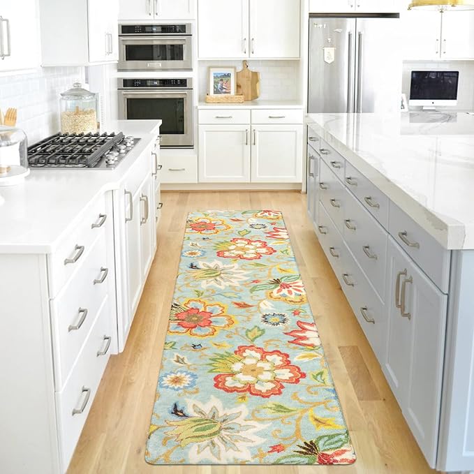 Lahome Floral Rug Runner - Runner Rug for Hallway 2x8 Non-Slip Stain Resistant Washable Carpet for Kitchen Floor, Paisley Print Accent Ultra-Thin Carpet for Bedroom Foyer Entryway