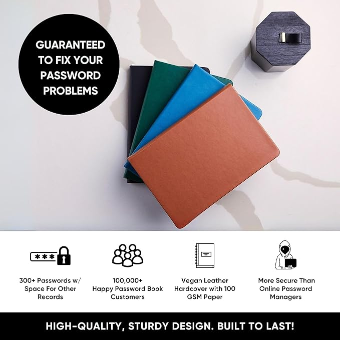 Best Password Book with Alphabetical Tabs | Small Password Book, Organizer & Notebook | Password Keeper to Keep Website Logins & Passwords Safe | Black | Small 4x5.5 | Productivity Store