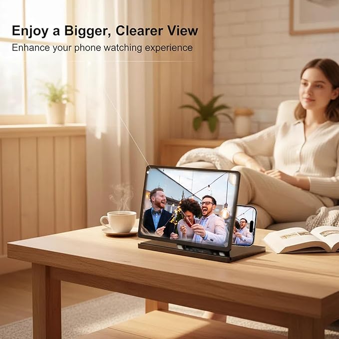 2026 New HD Screen Magnifier Cell Phone Mobile Projector Amplifier Magnifying Version Pull Out Android Smartphones 3D Stand Cellphone Laptop Enlarger Definition Easy Viewing Orientation (12IN)
