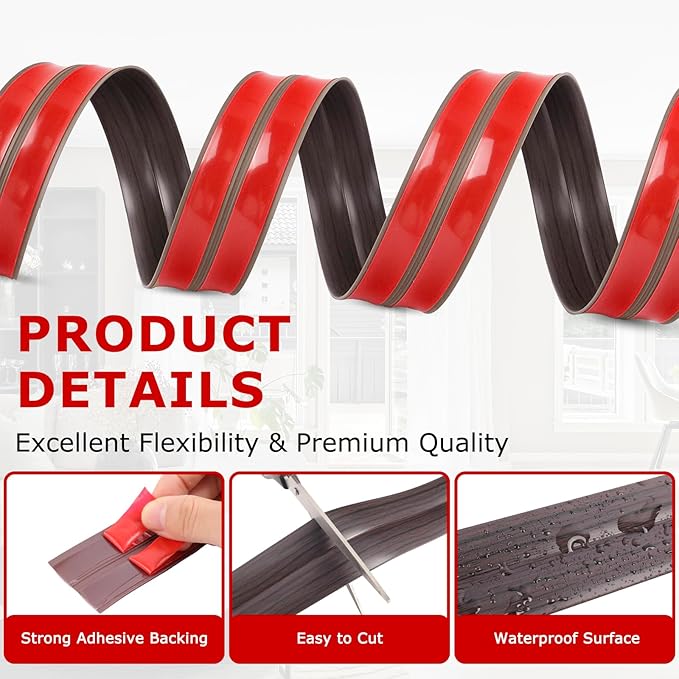 Flexible Wall Corner Protector Moulding Trim Peel and Stick Wall Corner Guards Edge Protector Self Adhesive Molding Trim Strip for Edge Ceiling (Dark Walnut Wood Grain, 1.6 in x 20 Ft)