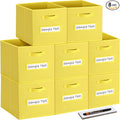 artsdi Fabric storage cubes (8 Pack) 11 Inch Cube Storage Bin, cube organizer bins with 8 Labels Window Cards & a Pen, Foldable cube organizer bins and Storage Box, Dark Yellow