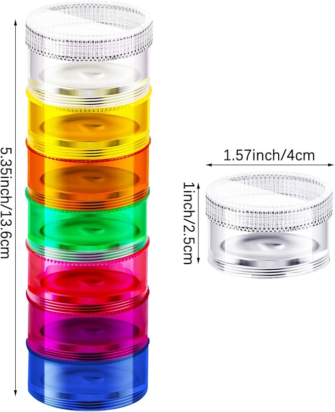 Sieral 7 Days Stackable Pill Organizers 7 Compartments Round Pill Boxes Tower Weekly Vitamin Individual Storage Containers Travel Cases with Lids for Medications, Vitamins and Supplements(2 Sets)