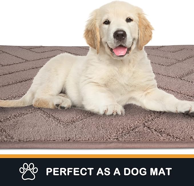 PURRUGS Dirt Trapping Door Mat 24" x 59", Non-Slip Machine Washable Entry Rug, Shoe Scraper, Dog Doormat, Super Absorbent Welcome Mat for Front & Back Door, Muddy Wet Shoes & Paws, Grayish Brown