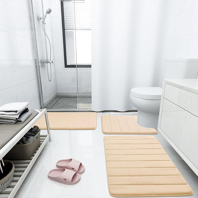 Buganda Memory Foam Bath Mat, 55" x 24", Ultra Soft and Non-Slip Bathroom Rugs, Water Absorbent and Machine Washable Bath Rug Runner for Bathroom, Shower, and Tub, Gold