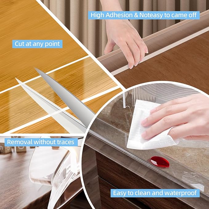 0.8 in x 16.4 FT,Edge Corner Protector Baby Proofing with 6 Corners,Soft Clear Furniture Table Corner Guard & Edge Safety Cabinet Door Bumper,Crib Bumpers,Window Sill Protector,Wall Protector
