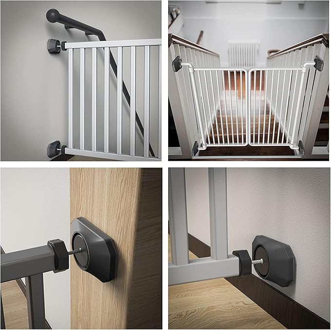 ICERO - Baby Gate Wall Protector - Protect Walls & Doorways from Pet & Dog Gates - for Child Pressure Mounted Stair Safety Gate- 8 Pack, Black