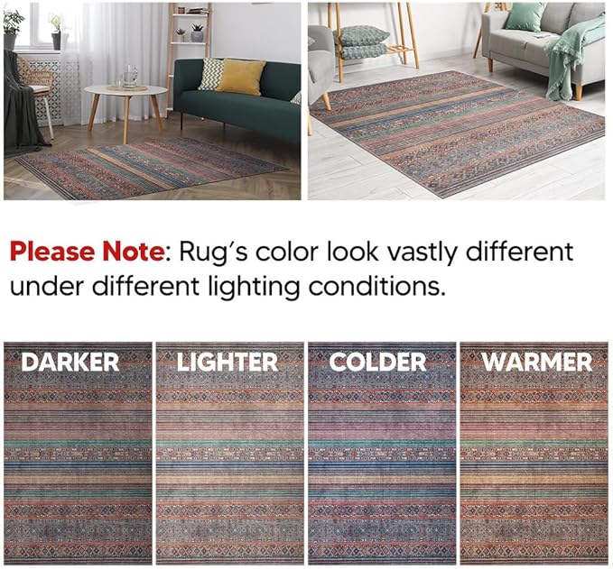 Keen Home Design 2x10 Rug - Machine Washable Runner Rug with Non-Slip Backing, Ideal for Hallway, Entryway, Kitchen, Laundry Room - Vintage, Easy Clean, Durable, Low Pile - (2'6" x 10')