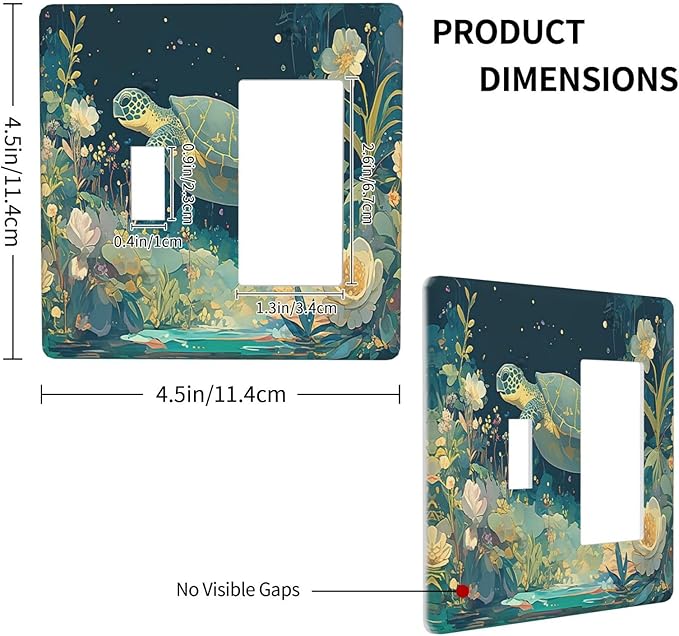 Outlet Covers Fantasy Sea World Sea Turtle Floral Plant 1 Toggle 1 Rocker Combination Decorative Wall Plate Electrical Switch Plates Light Switch Cover Plate for Kids Room Nursery Decor