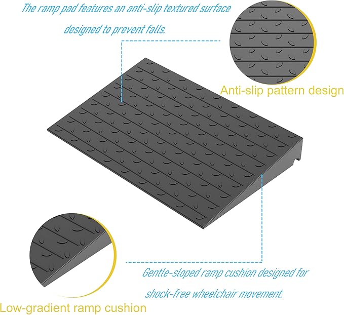 OrangeStar Heavy Duty Rubber Threshold Ramp – 4" Rise Wheelchair & Scooter Ramp with Cord Channel, Non-Slip Angled Entry for Doorways, Steps & Garages, 2200 LBS Capacity (Black, 36" Length)