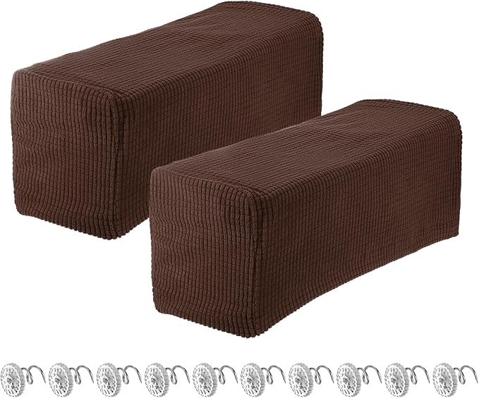 uxcell 2pcs Stretch Armrest Covers for Chairs/Sofas, Couch Arm Covers with Twist Pin, Furniture Protector Slipcovers Brown