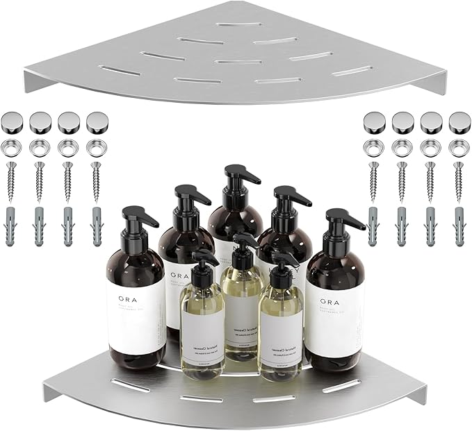 Corner Shower Shelves Load Capacity 40 Lbs 304 Stainless Steel Shelf for Shower Will Not Rust 8in Shower Corner Shelf Brushed Nickel Drilling Installation