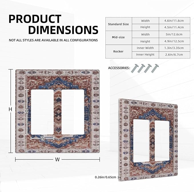 Vintage Orange Medallion Pattern Outlet Covers Double Rocker Light Switch Covers Decorative 2 Gang Gfci Wall Plate Electrical Receptacle Switchplate Plug Faceplate Bathroom Decor