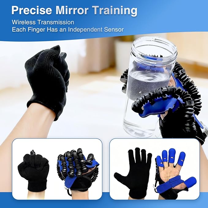 Hand Rehabilitation Equipment, Therapy Gloves for Stroke Hand Recovery Device, Robotic Rehab Glove for Finger Training, Adjustable Strength Hands Exerciser