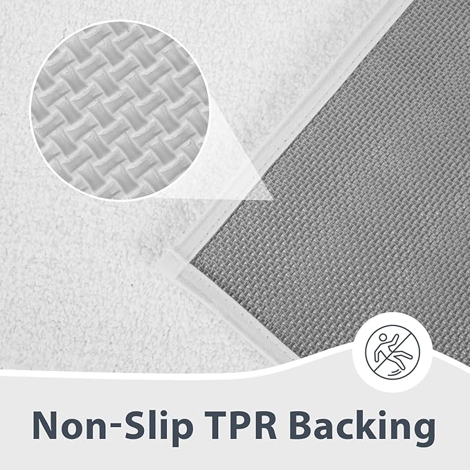 Bathroom Rugs 24" x 60", Non-Slip Extra Soft Absorbent Bath Rugs, Machine Washable Quick Dry Bath Mats for Bathroom Floor, Shower, Bathtub and Sink, White