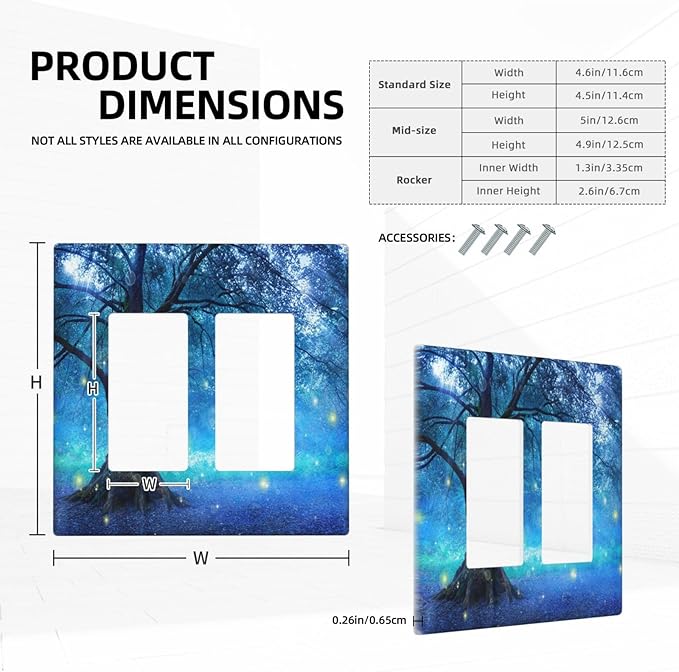 Outlet Covers Fantasy Fairy Tree In Mystic Forest 2 Gang Wall Plate Double Rocker Light Switch Cover Decorative GFCI Receptacle Cover Electrical Switchplate for Bathroom Bedroom Decor