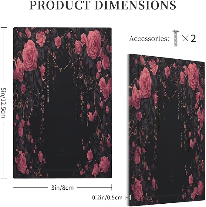 Light Switch Cover Plate Dark Background Red Rose Leaf 1 Gang No Device Blank Electrical Wall Plates Faceplate Decorative Switch Plate for Bedroom living Room Decor