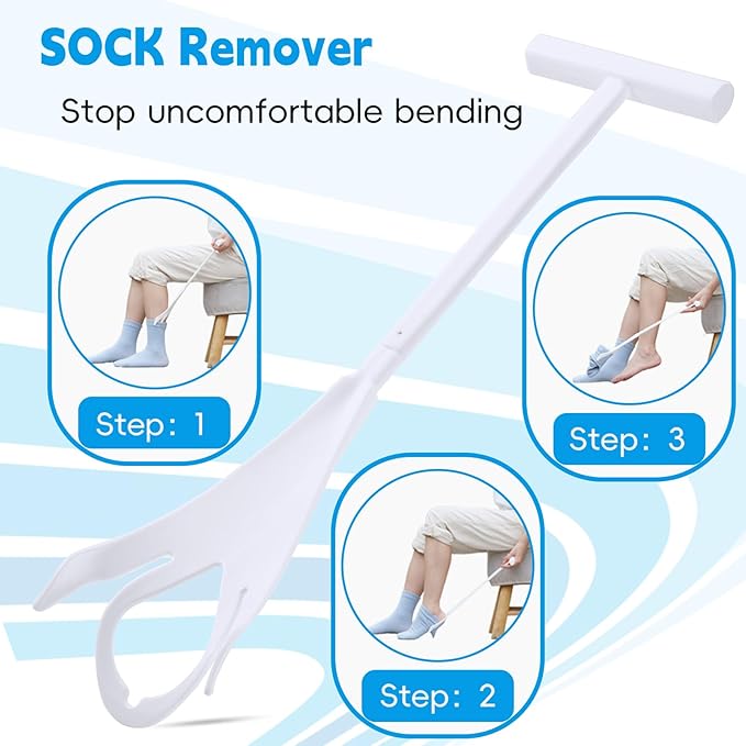 Sock Aid Kit, Sock Assistant Device No Bending, Sock Aids for Putting On Socks and Sock Remover, Sock Puller Aid Easy On and Off, Sock Helper for Seniors,Elderly,Pregnant, and Limited Mobility