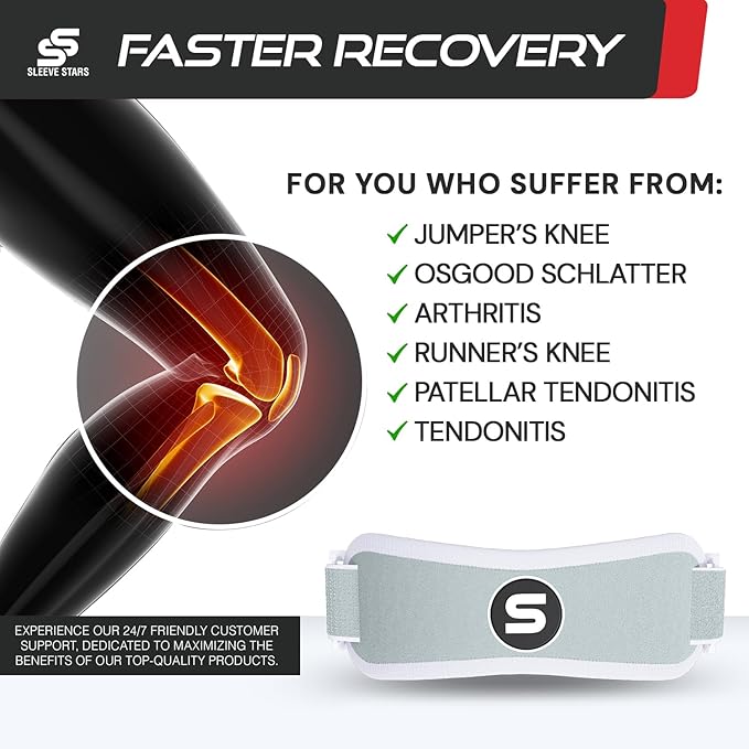 Sleeve Stars Swedish Brand Patellar Tendon Support Strap for Women & Men Effective Osgood Schlatter Knee Brace Youth & Kids Knee Brace with 3 Adjustable Length fits 12"-24" (Pair/Mint Green/Adult)