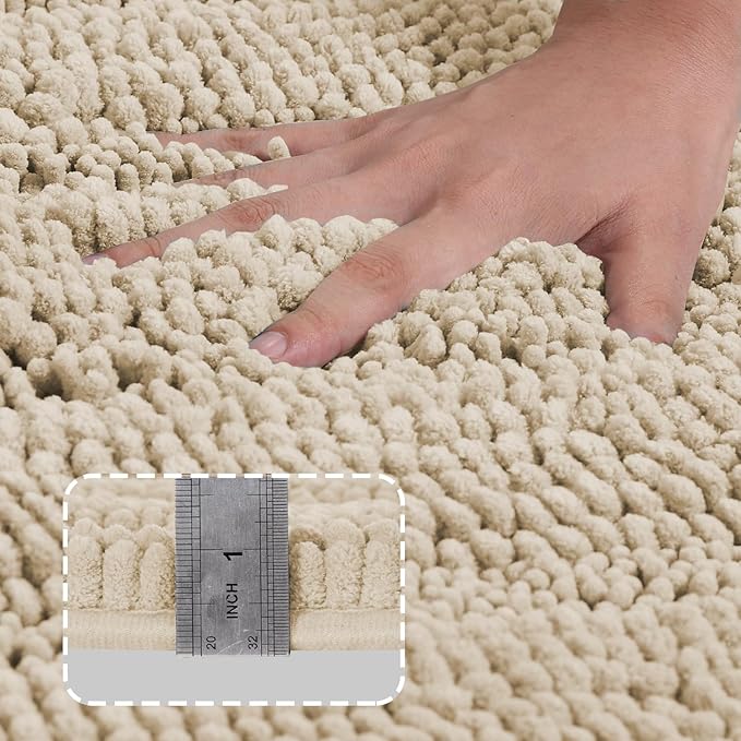 Turquoize Chenille Bath Rugs Shaggy Bathroom Rugs Non Slip Bath Mat for Bathroom 24 x 36 Fog Rug for Extra Soft and Absorbent Area Rug, 24"x 36", Fog