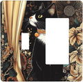 Outlet Covers Boho Mandala Floral Black Cat Vintage Flower 1 Toggle 1 Rocker Combination Decorative Wall Plate Electrical Switch Plates Light Switch Cover Plate For Farmhouse Home Decor