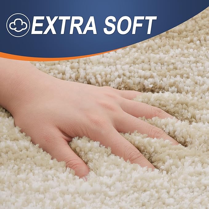 OLANLY Bathroom Rug Set 2 Piece, Soft Absorbent Microfiber Bath Rug Set, Non-Slip, Machine Wash Dry, Plush Shaggy Bath Mats for Bathroom (47"x20"+24"x16", Tan)
