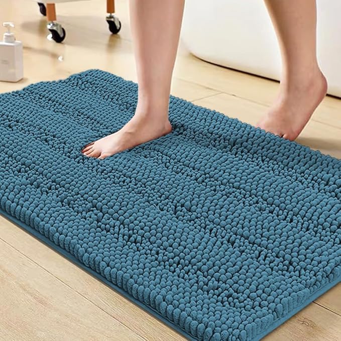 Turquoize Bathroom Rugs and Mats 1-Piece Bath Mat Set Non Slip Bath Mats for Tub Extra Soft and Absorbent Gray Shaggy Rugs for Bedroom Machine Washable Bath Mats, 20"x 32", Turquoise Blue