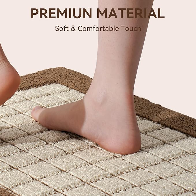 Kitchen Mats for Floor 17"x47", Non-Slip Washable Kitchen Rugs, Absorbent and Stain Resistant Kitchen Rug, Durable Comfortable Rugs for Kitchen, Hallway, Laundry & Sink, Brown