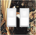 Decorative Outlet Covers Boho Mandala Floral Black Cat Vintage Flower 2 Gang Double Gfci Rocker Electrical Wall Panels Light Switch Cover Plate For Farmhouse Home Decor