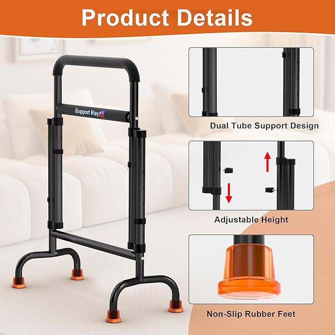 Stand Assist for Chair & Couch – Reinforced Dual-Tube Design, Height Adjustable Mobility Aid for Seniors, Lightweight Metal Frame with 600lb Capacity